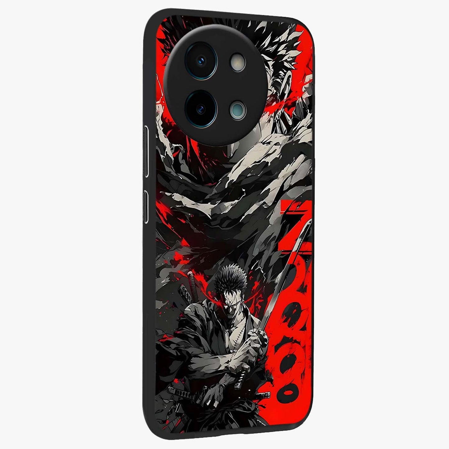 Demon Sword Resolve Glass Case upright view showcasing dramatic warrior artwork with intense battle theme.