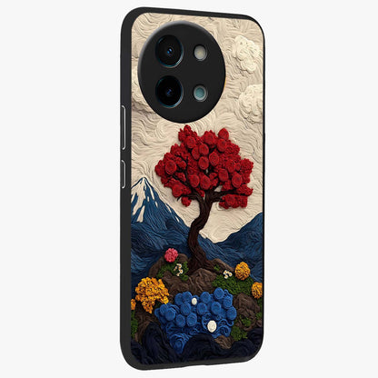 Eternal Nature Tapestry Glass Case upright view showcasing elegant nature tapestry design with decorative style.