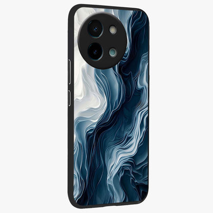 Ethereal Paper Marble Glass Case upright view showcasing smooth marble artwork with refined minimalist theme.