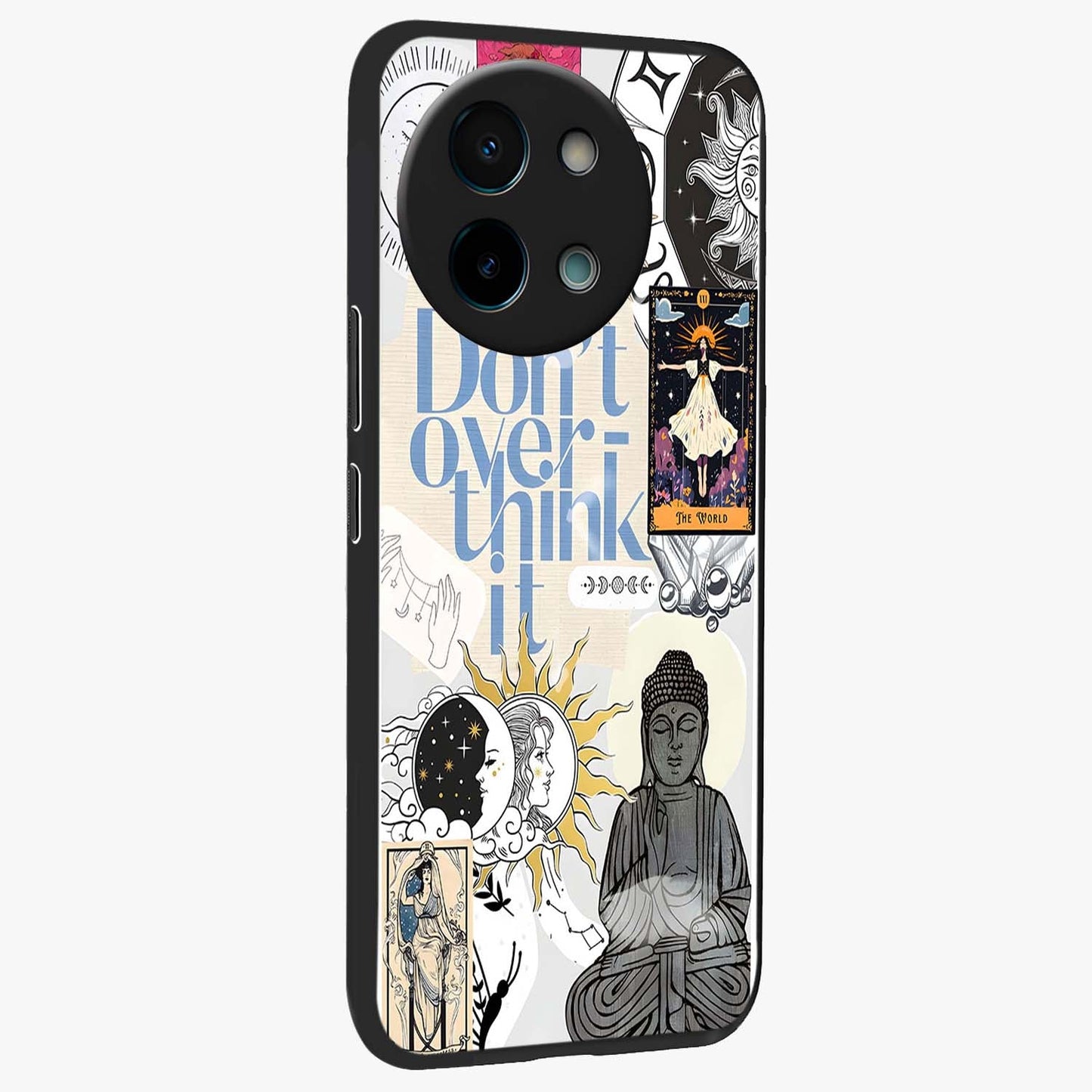 Ethereal Thoughts Glass Case upright view showcasing delicate artistic composition with peaceful dreamy theme.