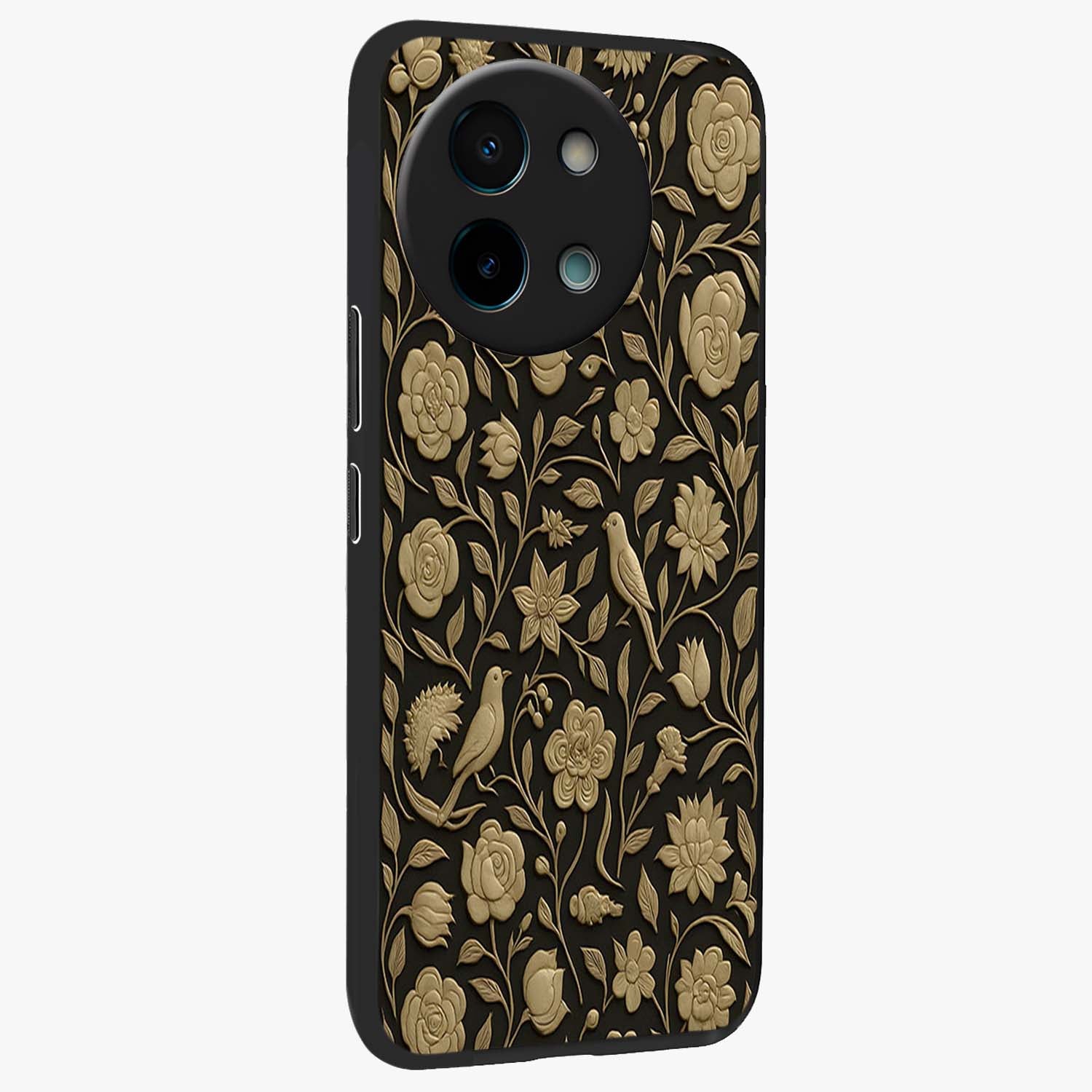 Golden Evil Eye Mandala Glass Case upright view showcasing decorative evil eye mandala artwork with spiritual aesthetic style.