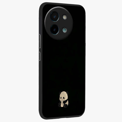 Midnight Panda Love Glass Case upright view showcasing charming panda artwork with playful romantic theme.