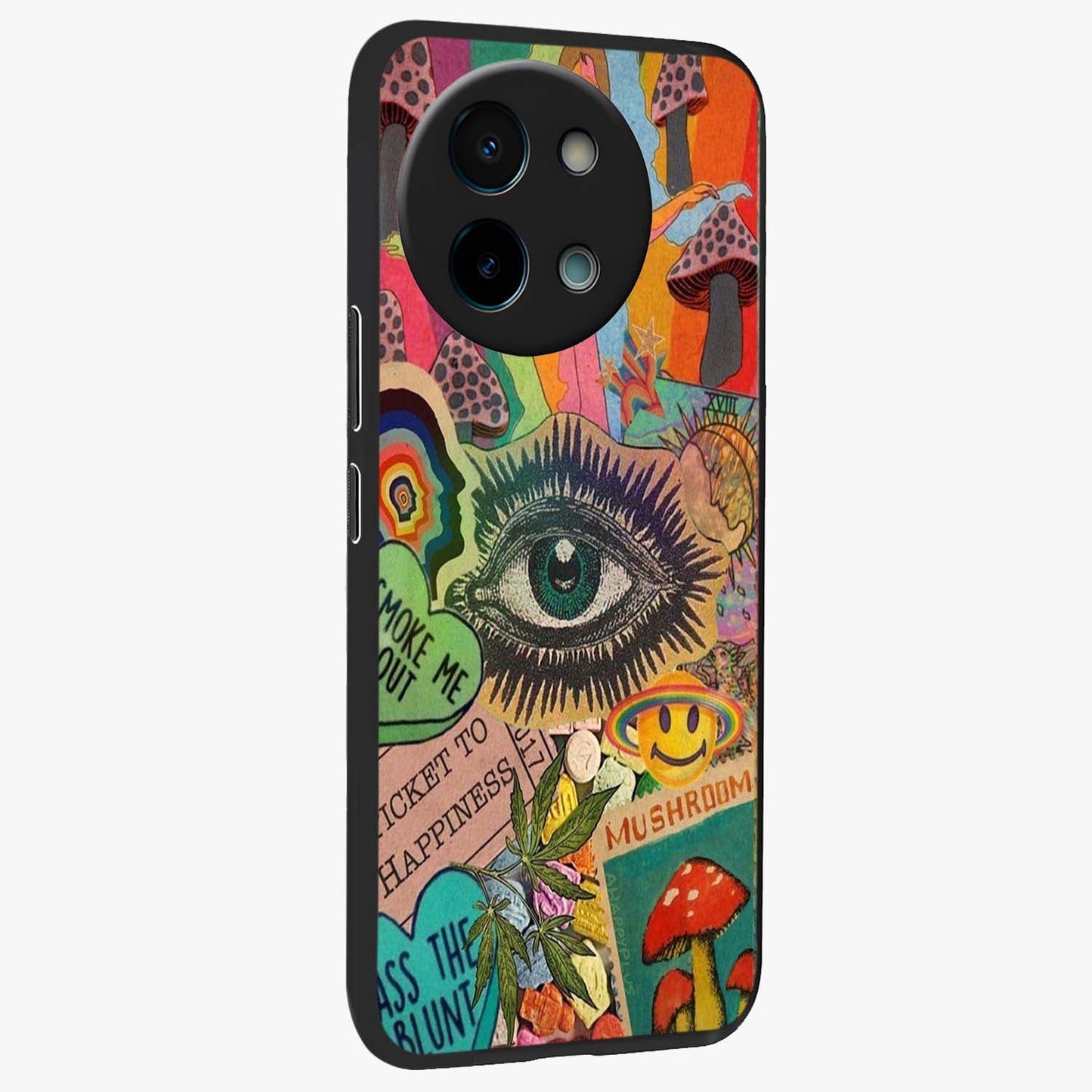 Mystic Eye Wonderland Glass Case upright view showcasing symbolic eye artwork with mysterious fantasy theme.
