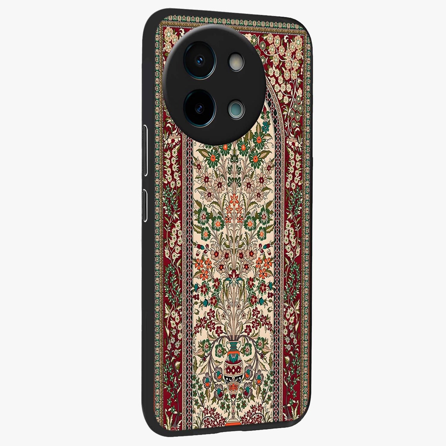 Persian Inspired Glass Case upright view showcasing decorative Persian artwork with rich heritage theme.