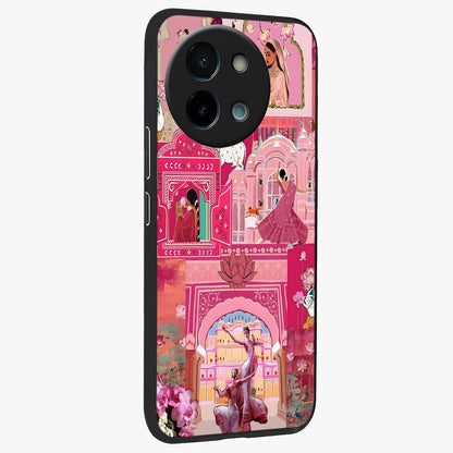 Pink Palace Muse Glass Case upright view showcasing artistic palace artwork with graceful royal theme.