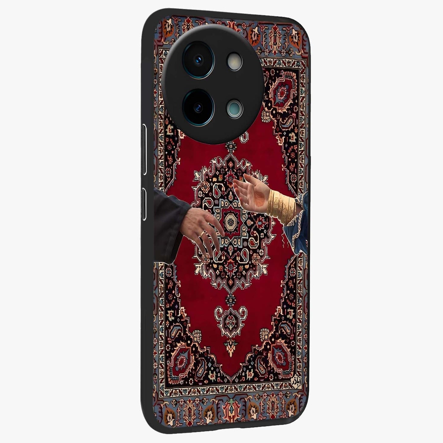 Royal Touch Reach Glass Case upright view showcasing stylish royal inspired artwork with graceful theme.