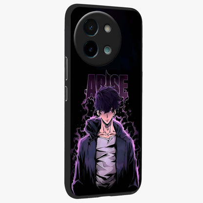 Shadow Monarch Awakening Glass Case upright view showcasing bold monarch artwork with mystical awakening theme.