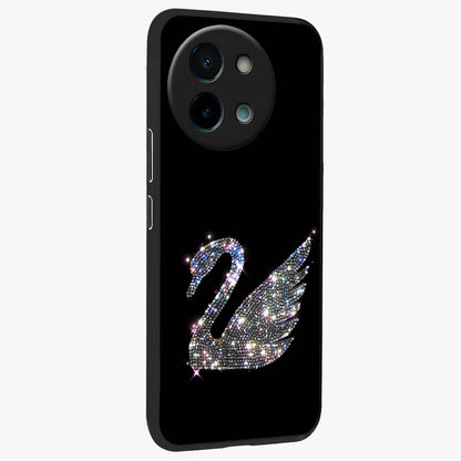 Starlit Swan Grace Glass Case upright view showcasing beautiful swan artwork with peaceful night themed design.