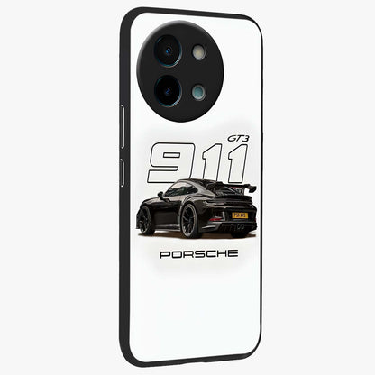 Turbo Legacy Icon Glass Case upright view showcasing bold racing inspired artwork with classic car theme.