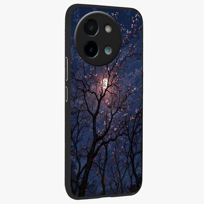 Twilight Sakura Serenade Glass Case upright view showcasing beautiful cherry blossom artwork with serene evening theme.