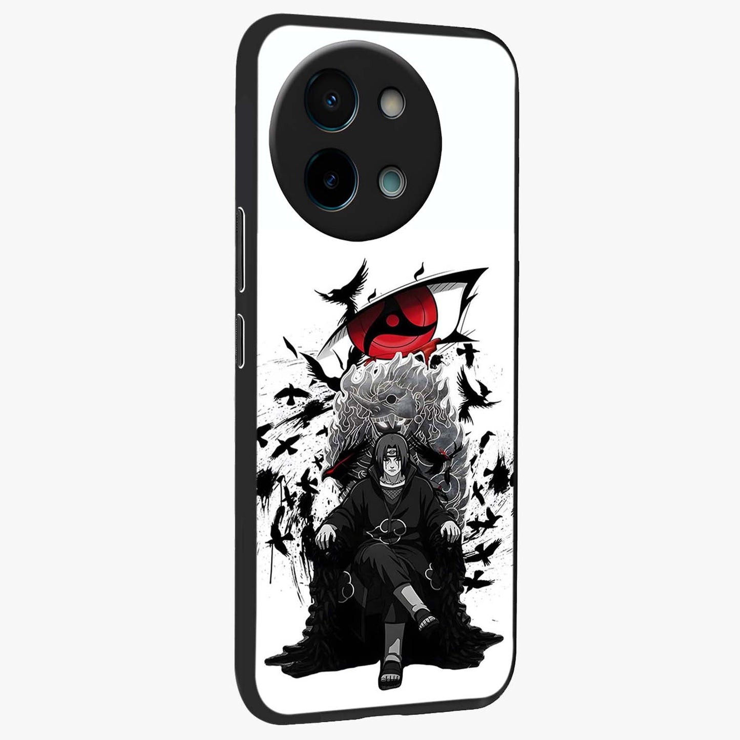 Uchiha Shadow Throne Glass Case upright view showcasing magical underwater galaxy artwork with vibrant cosmic theme.