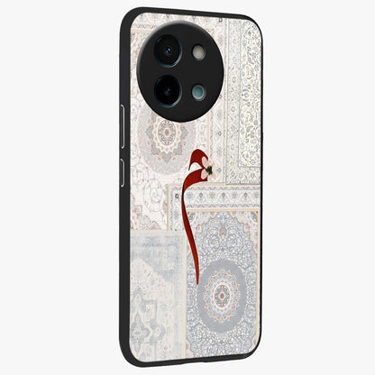 White Aesthetic Bow Glass Case upright view showcasing delicate ribbon bow artwork with cute minimalist theme.
