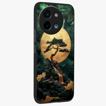 Zen Moon Rise Glass Case upright view showcasing serene moon artwork with tranquil night theme.