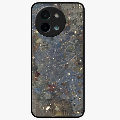 Aesthetic Astrolophia Glass Case showing flat back view with dreamy aesthetic design and glossy glass finish.