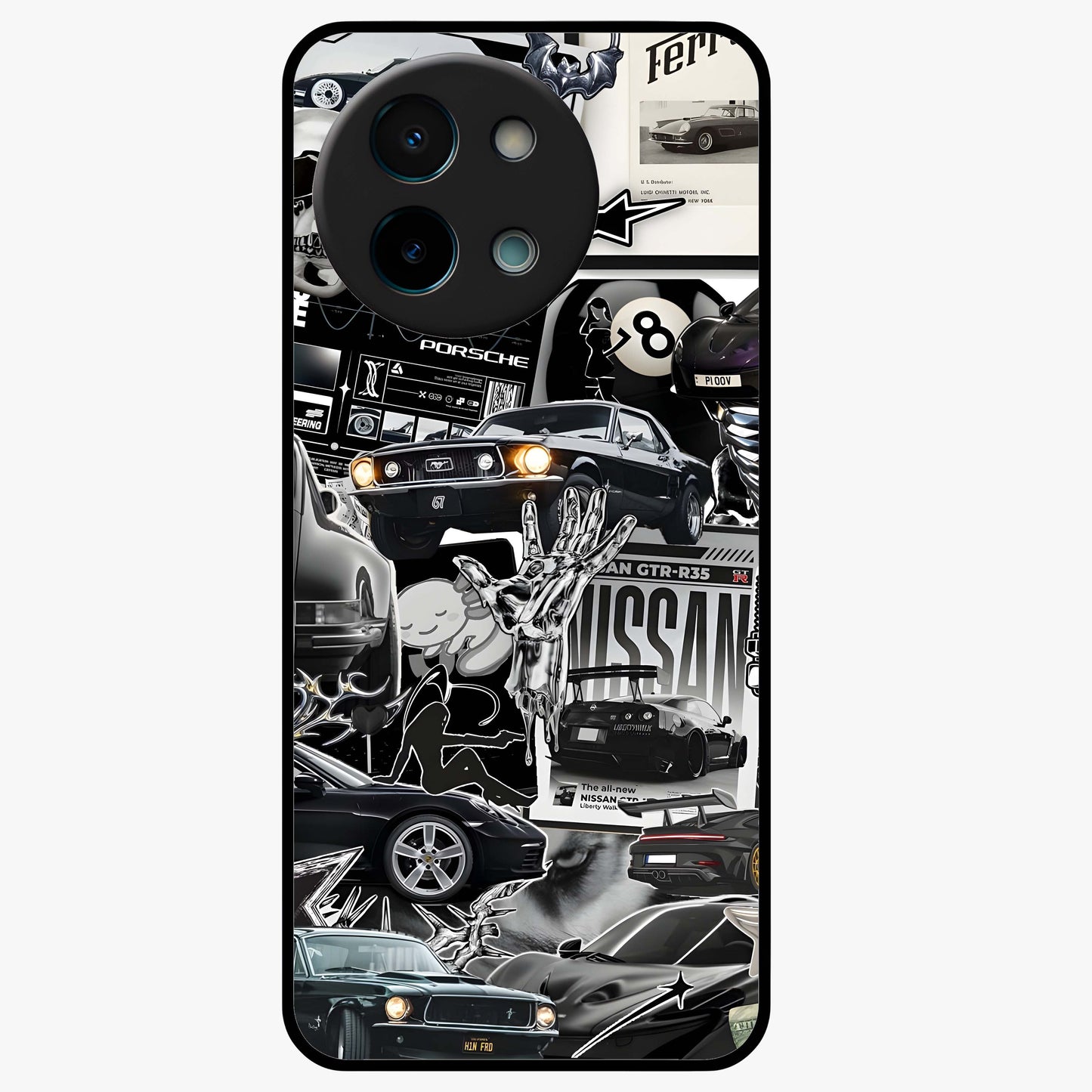 Aesthetic Dark Love Glass Case showing flat back view with dark romantic artwork and glossy glass finish.