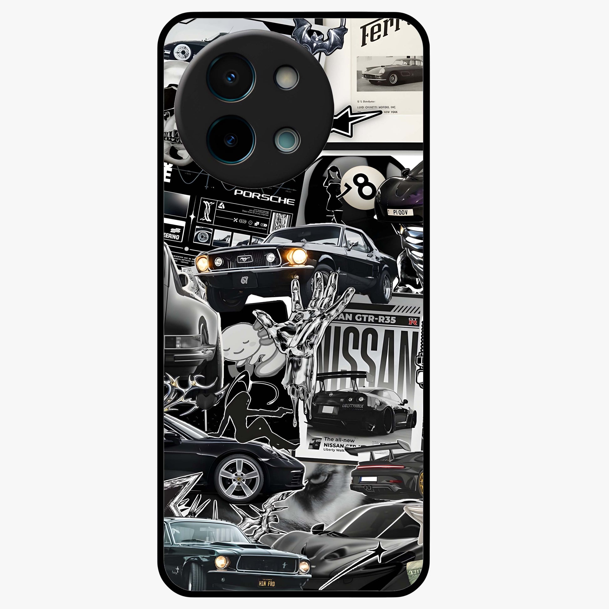 Aesthetic Dark Love Glass Case showing flat back view with dark romantic artwork and glossy glass finish.