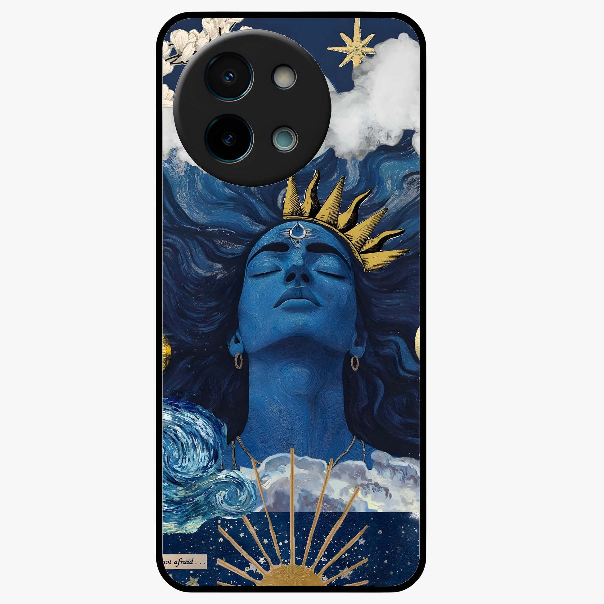 Aesthetic Lord Shiva Glass Case showing flat back view with divine Shiva artwork and glossy glass finish.