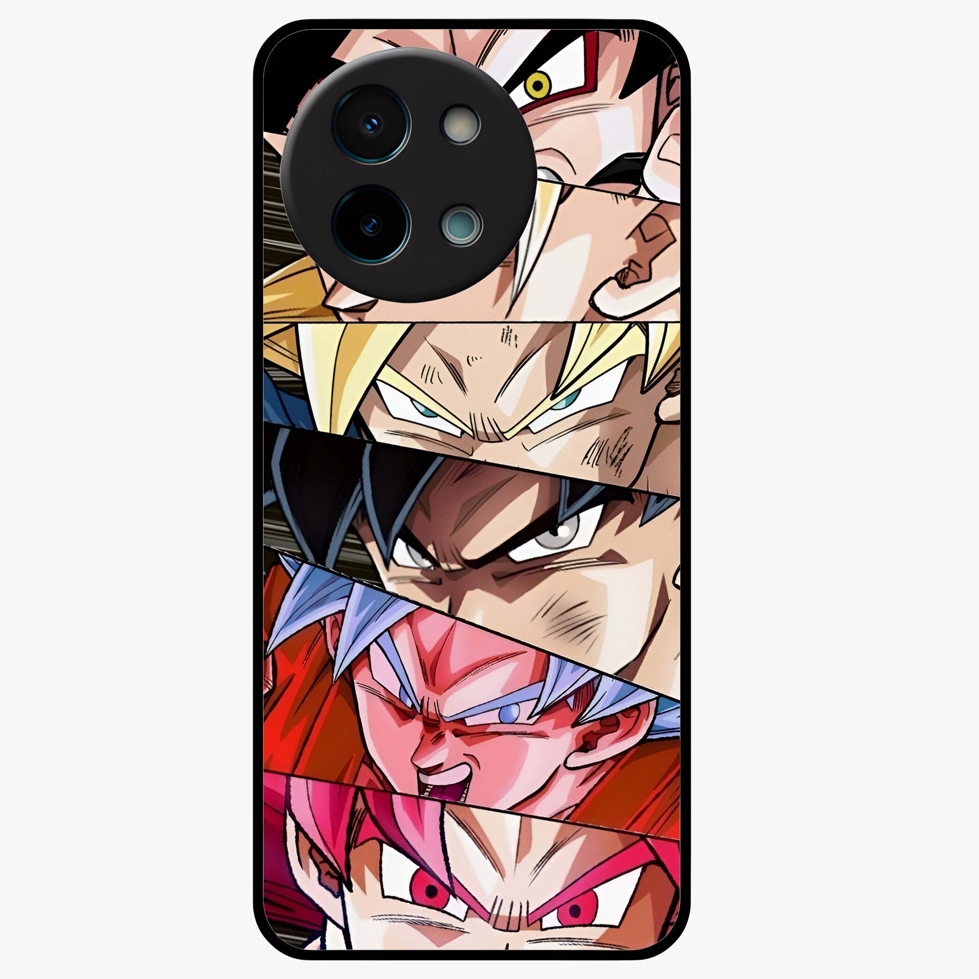 Anime Character Glass Case showing flat back view with vibrant anime artwork and glossy glass finish.