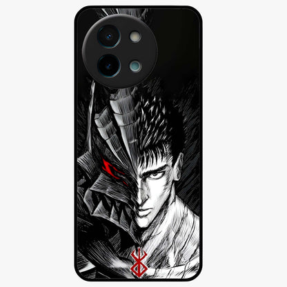Berserker Blood Oath Glass Case showing flat back view with fierce warrior inspired artwork and glossy glass finish.