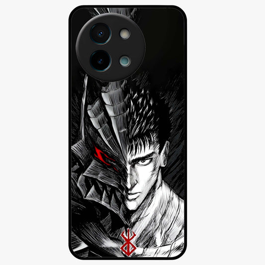 Berserker Blood Oath Glass Case showing flat back view with fierce warrior inspired artwork and glossy glass finish.