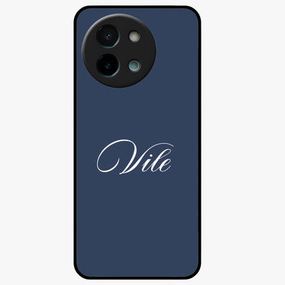 Blue Background Personalized Custom Name Glass Case showing flat back view with minimal blue background and custom name design.