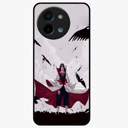 Crimson Crow Ascension Glass Case showing flat back view with mystical crow artwork and glossy glass finish.