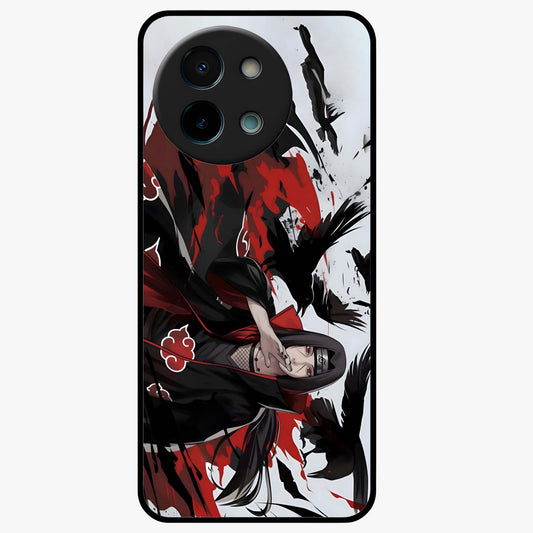 Crimson Crow Illusion Glass Case showing flat back view with artistic crow illusion artwork and glossy glass finish.