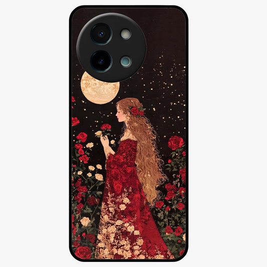 Crimson Dreams Glass Case showing flat back view with dreamy crimson artwork and glossy glass finish.