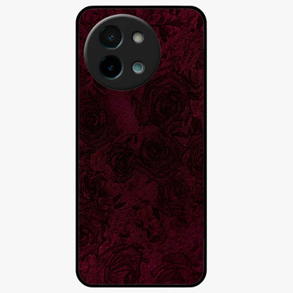 Crimson Fade Flow Glass Case showing flat back view with flowing crimson gradient artwork and glossy glass finish.