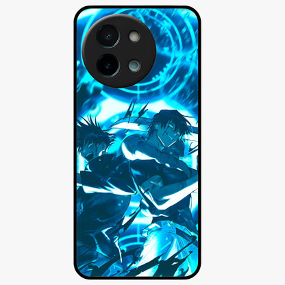 Cursed Energy Clash Glass Case showing flat back view with intense cursed energy artwork and glossy glass finish.
