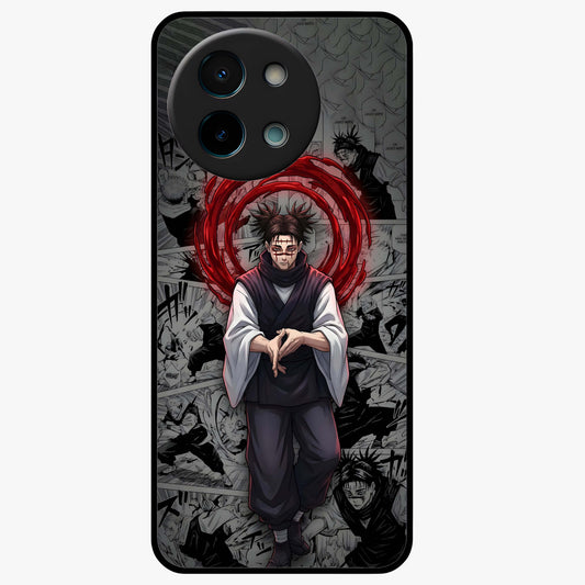 Cursed Ritual Ascension Glass Case showing flat back view with dark ritual themed artwork and glossy glass finish.