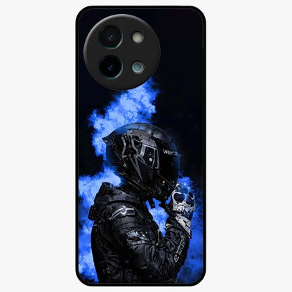 Cyber Sentinel Protocol Glass Case showing flat back view with futuristic cyber themed artwork and glossy glass finish.