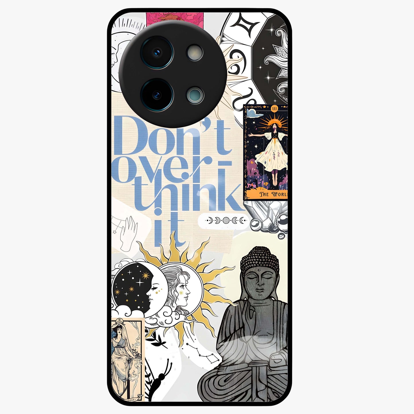 Ethereal Thoughts Glass Case showing flat back view with dreamy artistic artwork and glossy glass finish.