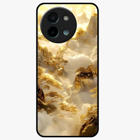 Gates Of Illumination Glass Case showing flat back view with mystical illuminated gate artwork and glossy glass finish.