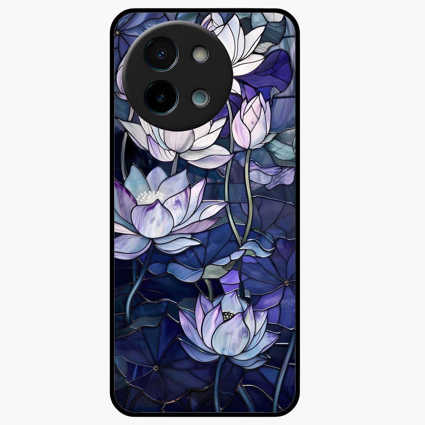 Gloss Petal Rush Glass Case showing flat back view with glossy flower petal artwork and smooth glass finish.