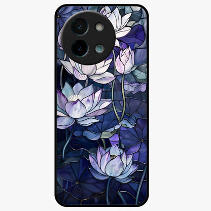 Gloss Petal Rush Glass Case showing flat back view with glossy flower petal artwork and smooth glass finish.