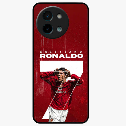 Goal Celebration Legacy Glass Case showing flat back view with football celebration inspired artwork and glossy glass finish.