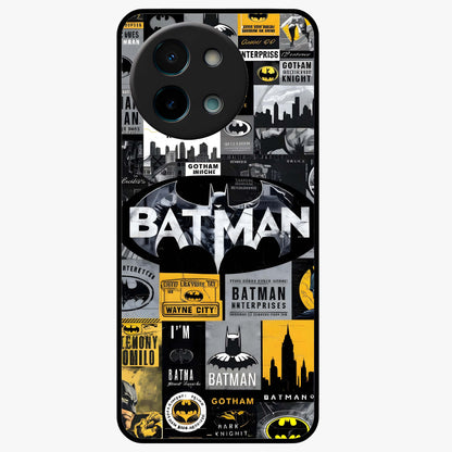 Knight Gotham Rise Glass Case showing flat back view with dark hero inspired artwork and glossy glass finish.