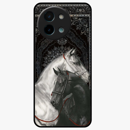 Majestic Ride Legacy Glass Case showing flat back view with powerful automotive inspired artwork and glossy glass finish.