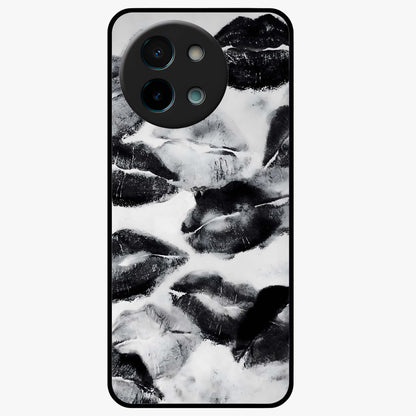 Midnight Kiss Marks Glass Case showing flat back view with lipstick kiss mark artwork and glossy glass finish.