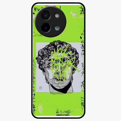Neo Graffiti Rebellion Glass Case showing flat back view with vibrant graffiti artwork and glossy glass finish.