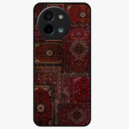 Persian Velvet Tale Glass Case showing flat back view with luxurious Persian velvet pattern artwork and glossy glass finish.