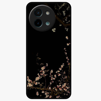 Petal Moon Light With Custom Name Glass Case showing flat back view with floral moonlight artwork and personalized name design.