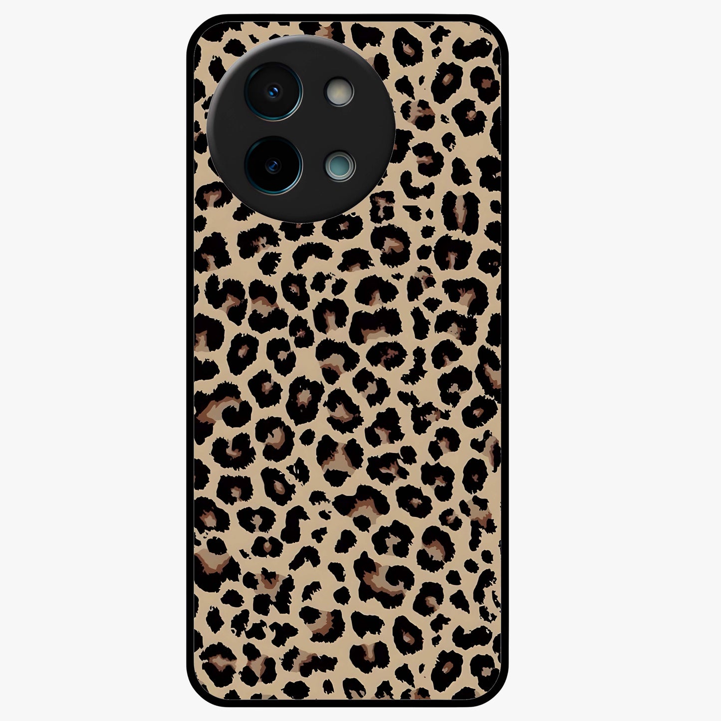 Savage Chic Pattern Glass Case showing flat back view with stylish patterned artwork and glossy glass finish.