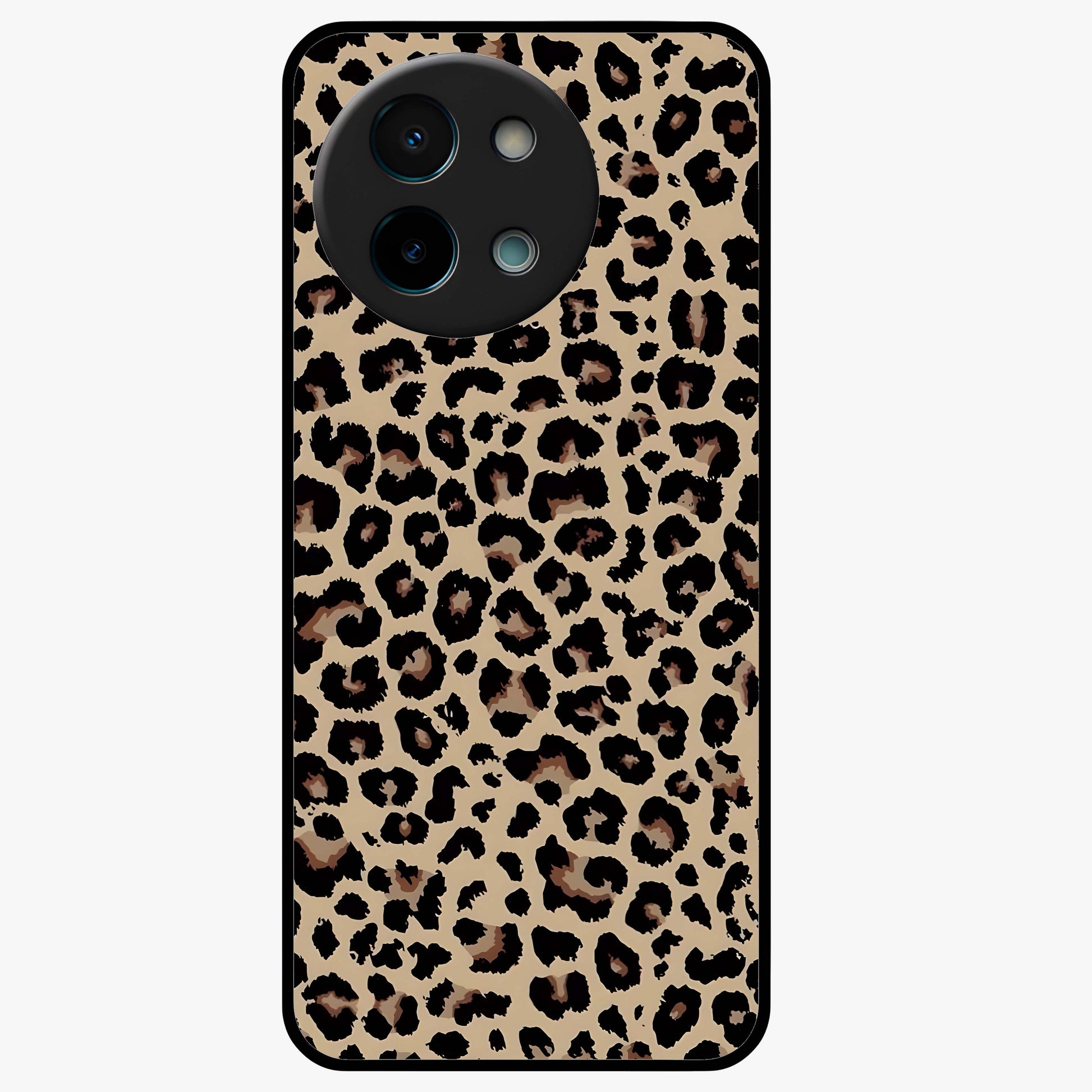 Savage Chic Pattern Glass Case showing flat back view with stylish patterned artwork and glossy glass finish.