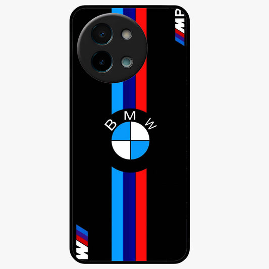 Turbo BMW Beast Glass Case showing flat back view with high performance sports car artwork and glossy glass finish.