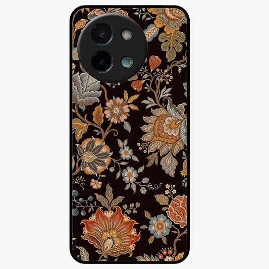 Vintage Floral Dream Glass Case showing flat back view with classic floral artwork and glossy glass finish.