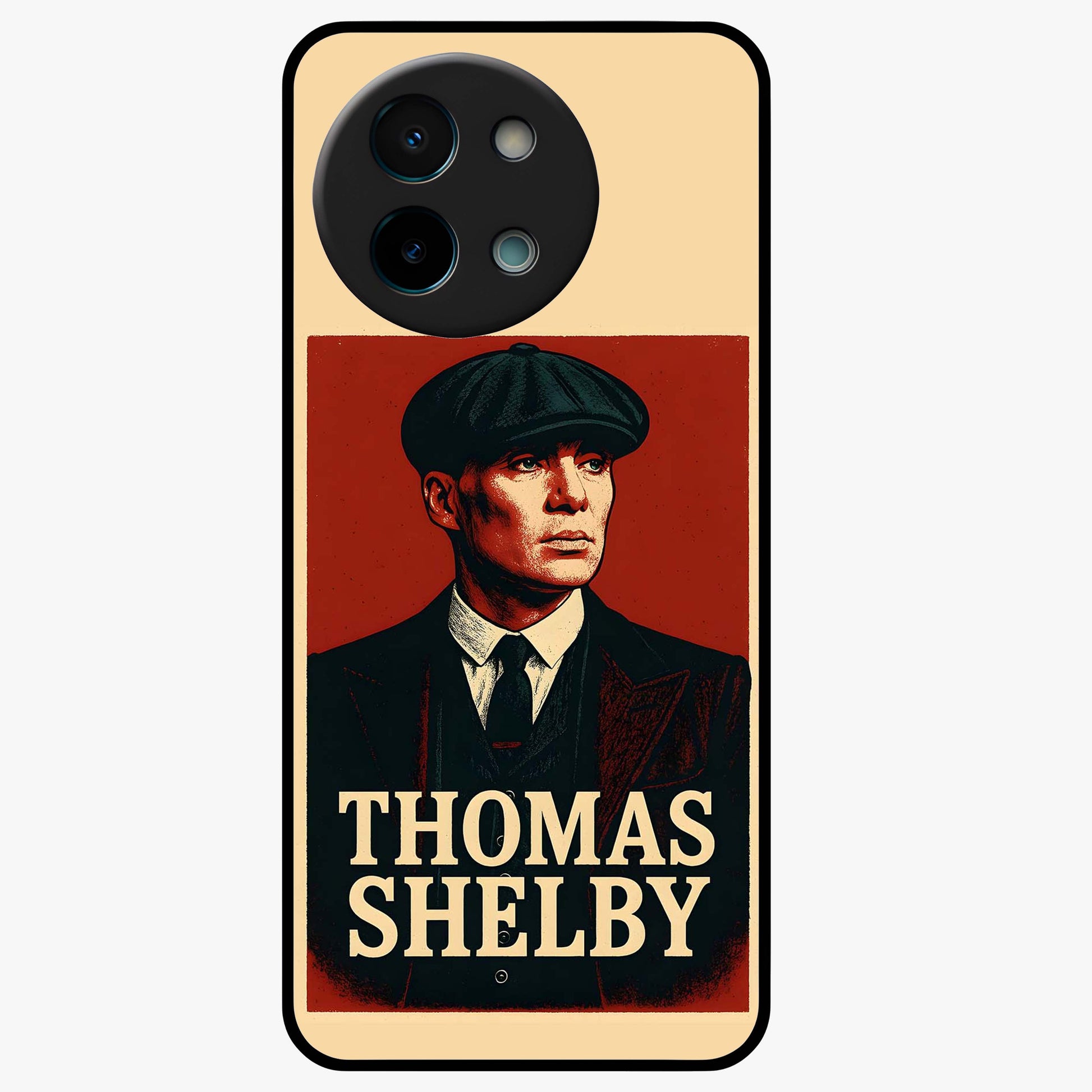 Vintage Mafia Authority Glass Case showing flat back view with bold vintage mafia inspired artwork and glossy glass finish.