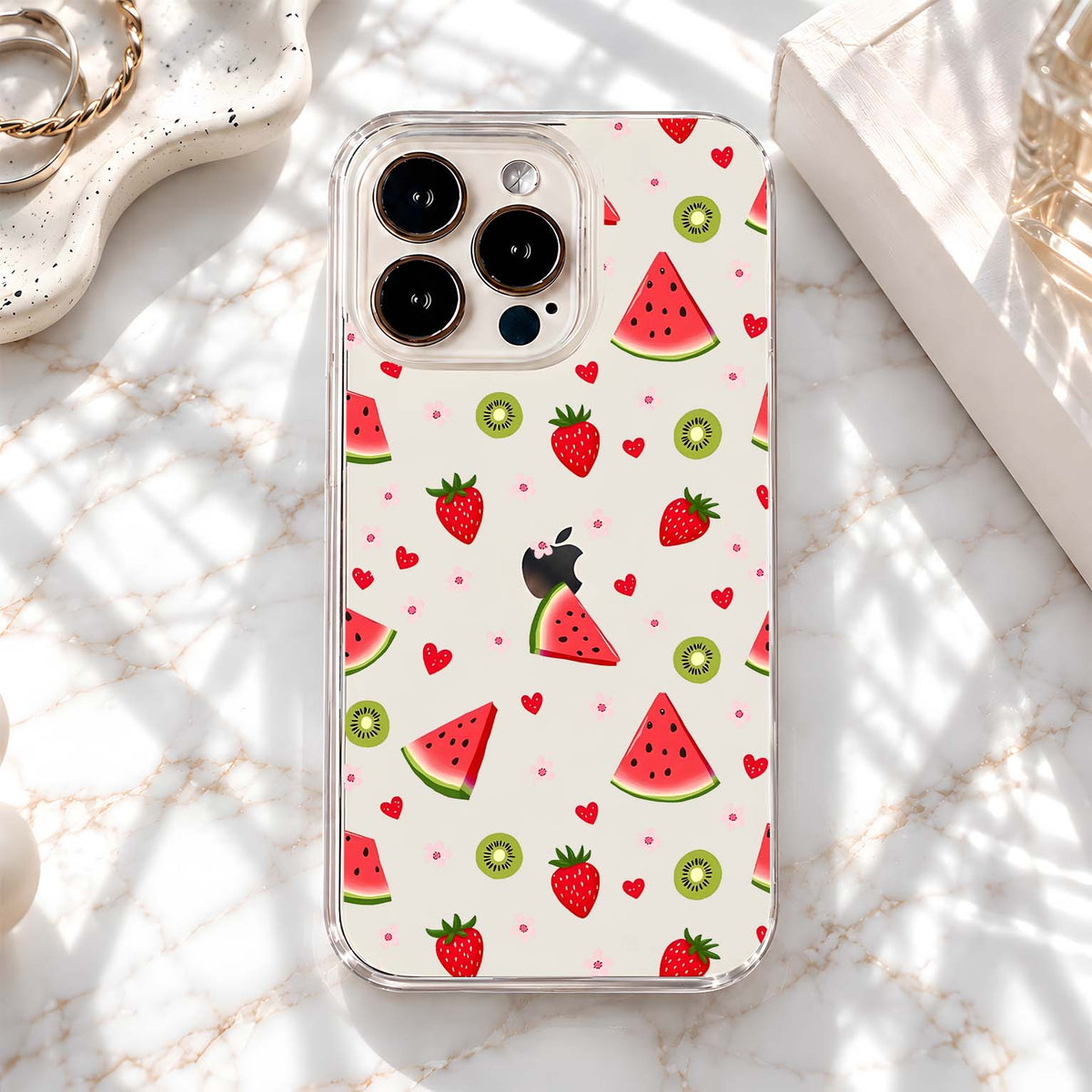 Watermelon Strawberry Pattern Clear Silicon Cover