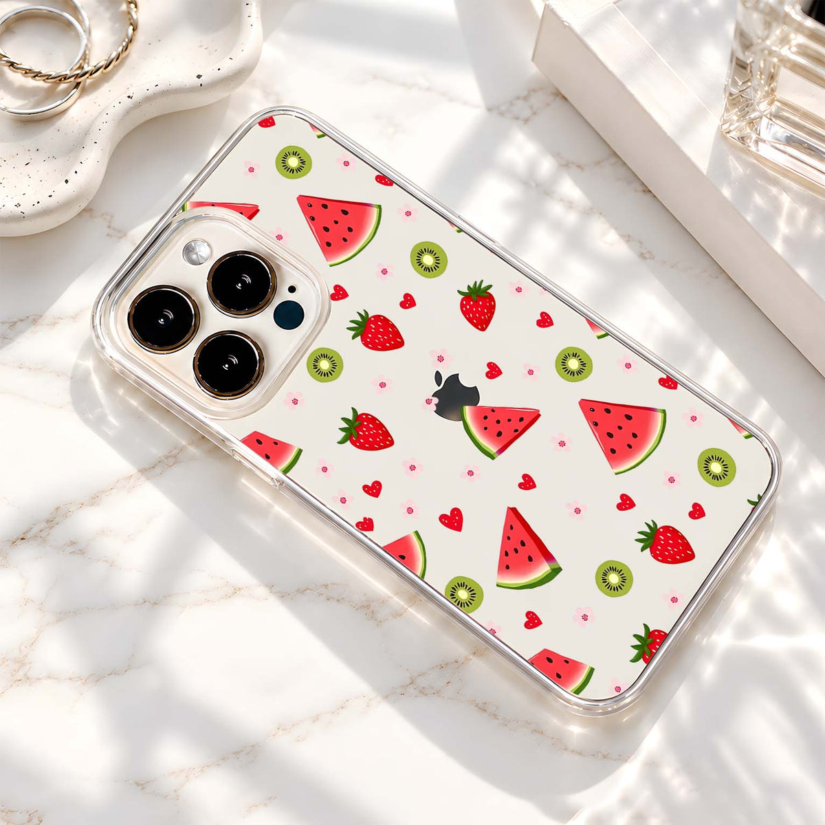 Watermelon Strawberry Pattern Clear Silicon Cover